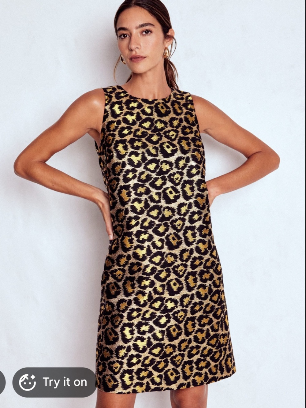 Nwt Boden Metallic Leopard Mini Dress sz 14R #D1